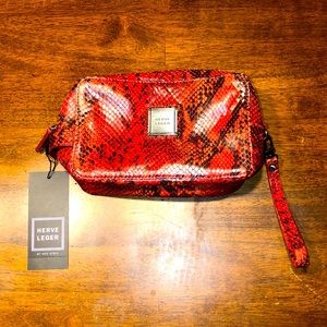 Herve Leger Red Leather Cosmetic Bag